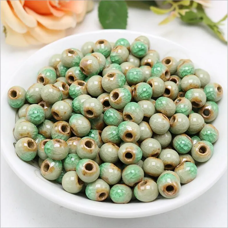 

50pcs 6/8/10mm Ceramic Beads Handmade Materials DIY Beads Porcelain Ceramic Jewelry Loose Spacer Beads for Jewelry Making Z399