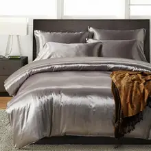 US Size Artificial Silk Duvet Cover Set Silk-like Quilt Cover With Pillowcases(Without Filler) Bedding Textile Collection