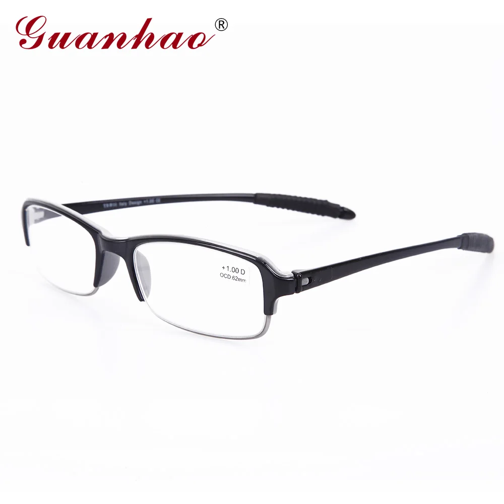 Guanhao Fashion Italy Design skládací čtecí brýle na brýle TR 90 Frame Muži a ženy Proti modré světlo Plastové tenké brýle