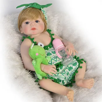 

Blond girl Reborn baby dolls 22'55cm full body silicone reborn baby dolls toys gift can bathe bebes reborn menina