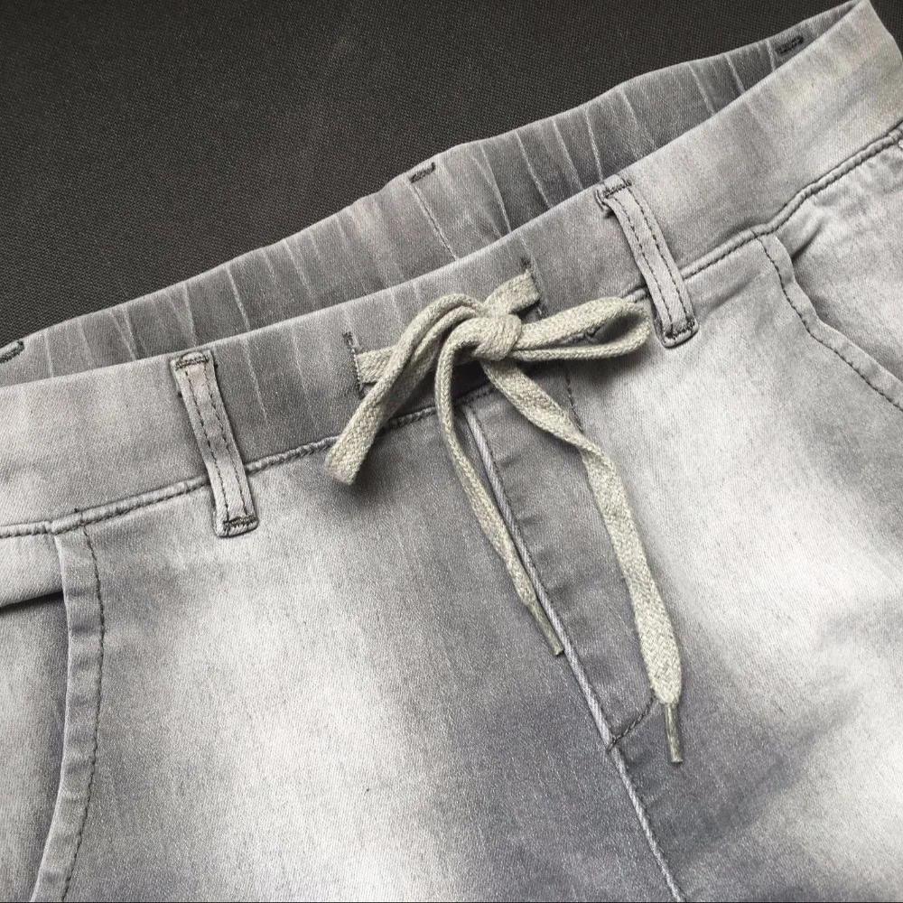 Tide Pantalones Algodón Style Blanqueado Denim Jeans Vintage Street Cintura Niza Mujeres Pop Gray Mediados Elástico Estilo Delgada Marca De Con qnFRE