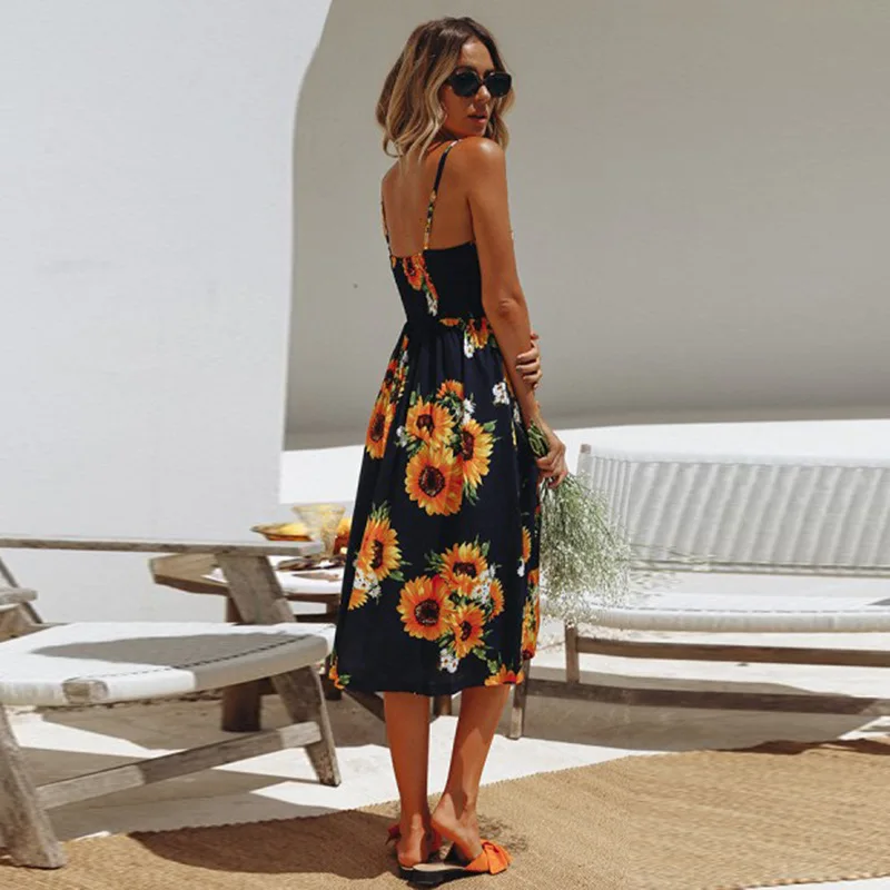 Summer Dress Women Off Shoulder Strap Bohemian Sundress Female Sleeveless Pocket Red White Vintage Sexy Beach Dress Vestido 2020