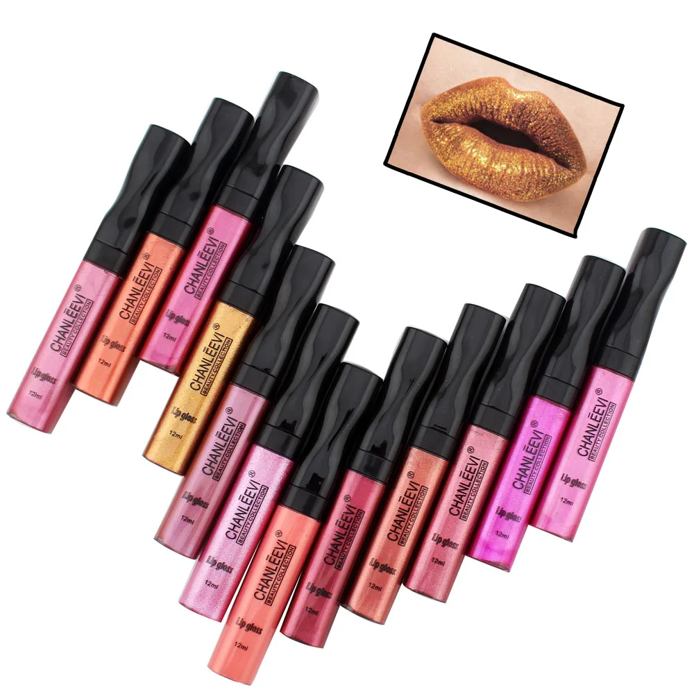 12 Colors Brand Metallic Matte Lip Gloss Long Lasting Lip Tint Velvet