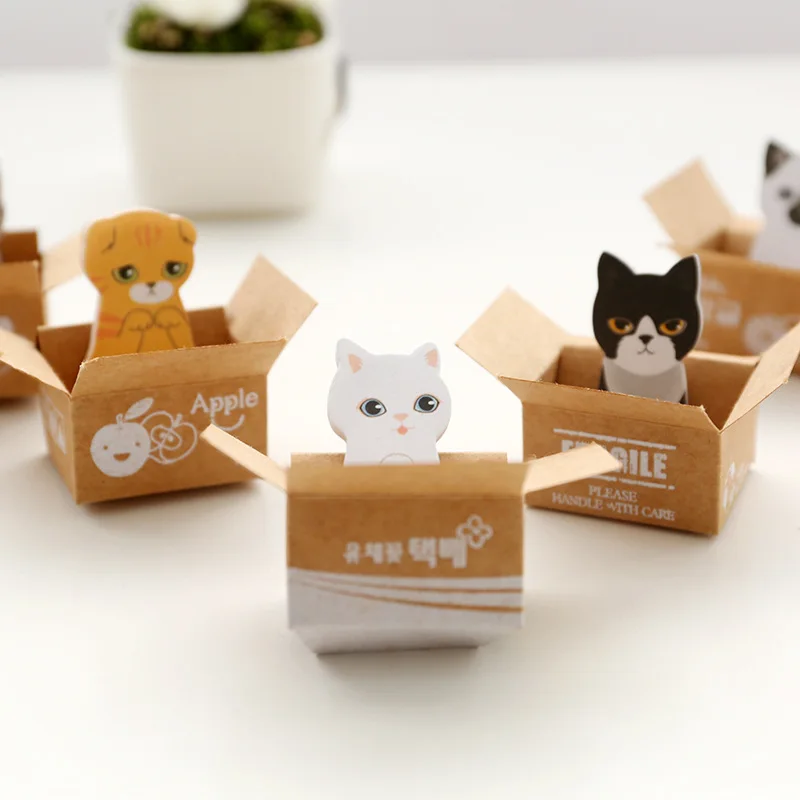 

3D Kawaii Cat Dog Box Stickers Cute Cartoon Posted It Planner Sticky Notes Office School Supplies Memo Pad Stationery