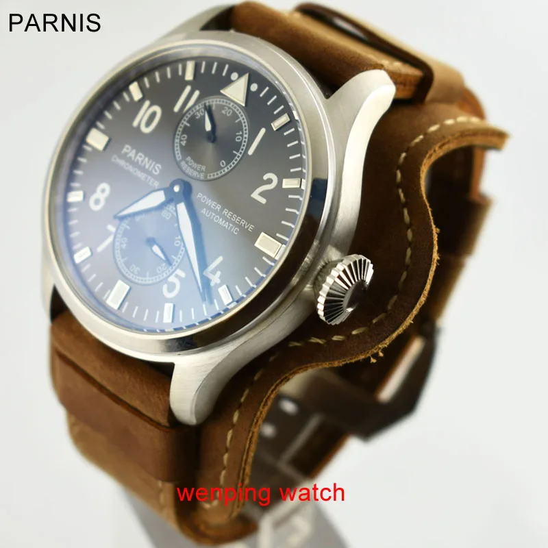 

Parnis 47mm Gray Dial Date Power Reserve Asia ST2542 Automatic Men's Watch W206