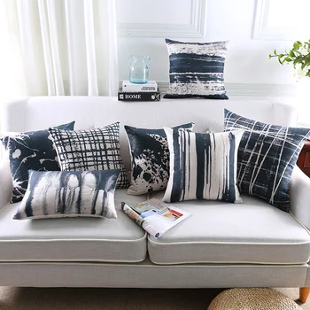 

Wholesale Pillow Cover Cushion Cover Black Abstract Waterclor Geometric Throw Pillow Home Decor Pillowcase Decorative Pillowsham