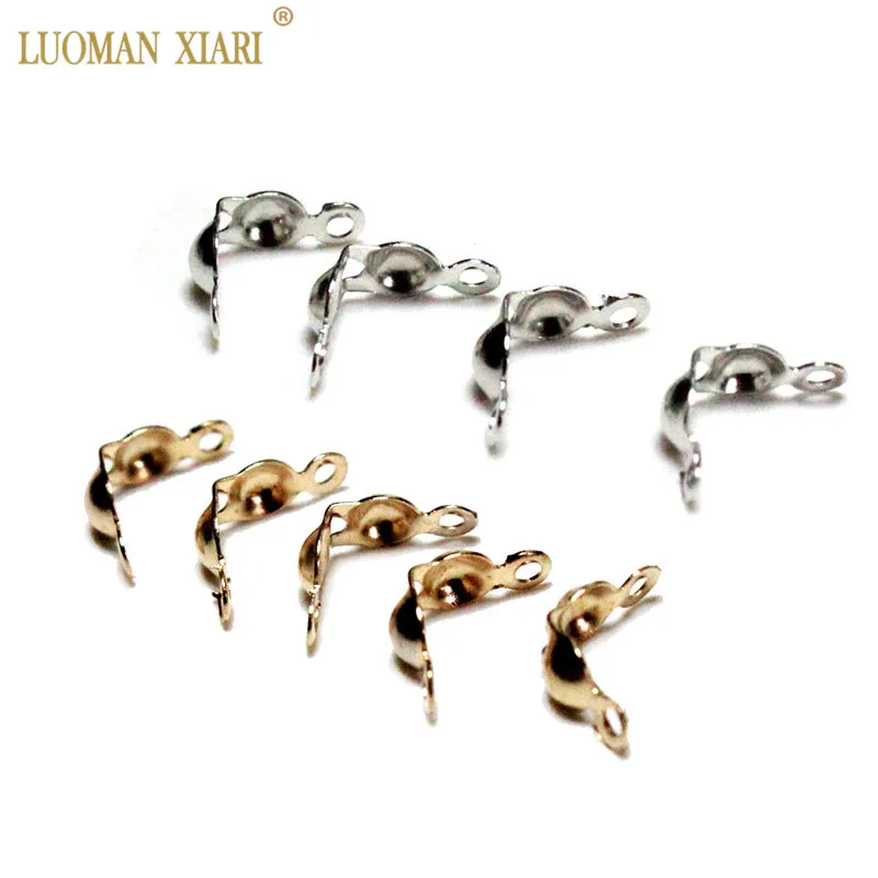 

200PCS Connector Components Silvery Golden Connector Clasp Fitting Ball Chain Calotte End Crimps Beads For Jewelry Making DIY