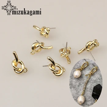 

Zinc Alloy Golden Metal 3D Simple Knot Earrings Base Connectors Linkers 9*16mm 6pcs/lot For DIY Earrings Jewelry Accessories