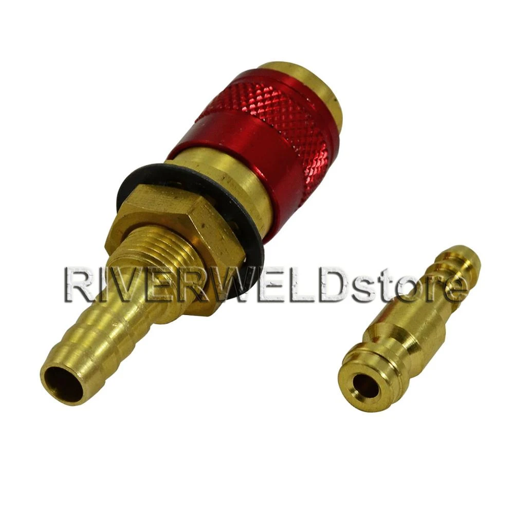 Wassergekühlte und Gasadapter-Schnellkupplung für PTA DB SR WP 9 17 18 26 WIG-Schweißbrenner Rot Blau Gold Farbe 3set