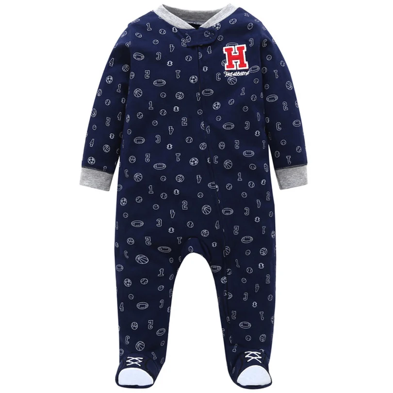Dark blue Одежда для новорожденных Bebes; хлопковые комбинезоны с длинными рукавами; сезон весна-осень; мягкая одежда для младенцев; Комбинезоны для маленьких мальчиков и девочек - Цвет: Dark blue
