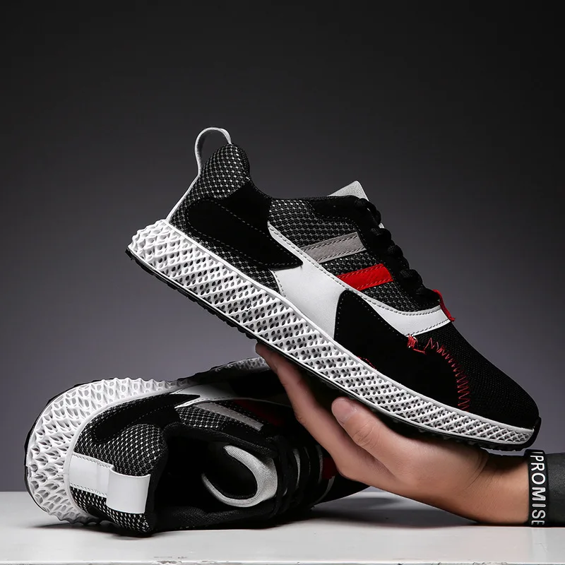 Motion Shoes Male Casual Shoes Ventilation Screen Cloth Running Shoes Bottom Spelling Color Personality Street Male Shoe Zapatos