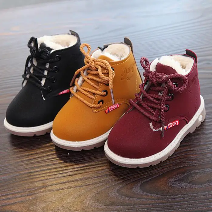 Skup HaoChengJiaDe 2019 nowa zima dla dziecka Kid Girl śniegowce chłopięce komfort grube antypoślizgowe krótkie buty modne buty ocieplane bawełną