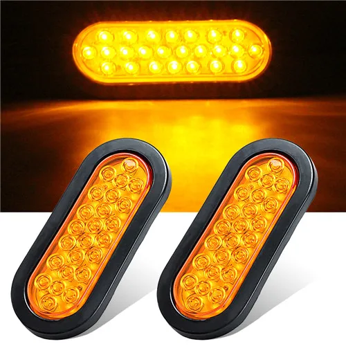 Keyecu 10x" овальный Прицепы задние фонари-24LED отложным воротником Стоп Тормозная Прицепы огни для RV Jeep грузовики(dot сертифицирована, прокладка и вилка - Испускаемый цвет: Цвет: желтый