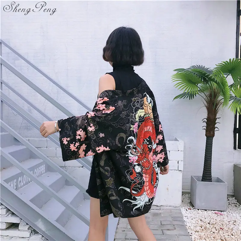 

2018 summer Harajuku Women Blouses Summer Vintage Kimono Kawaii Cardigan Sun Protection Shirts Cover Up Sunscreen Blouse Q144