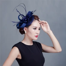 De Calidad superior de Novia Sinamay Fascinator Sombrero con Plumas para Iglesia Kentucky Derby Boda Sinamay Filipinas Parte