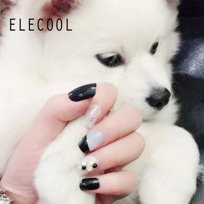 

ELECOOL 24pcs/set Cute Colorful False Nails Popular Fashion Short Paragraph Patch Nail Chip Nail Art Accessories The New