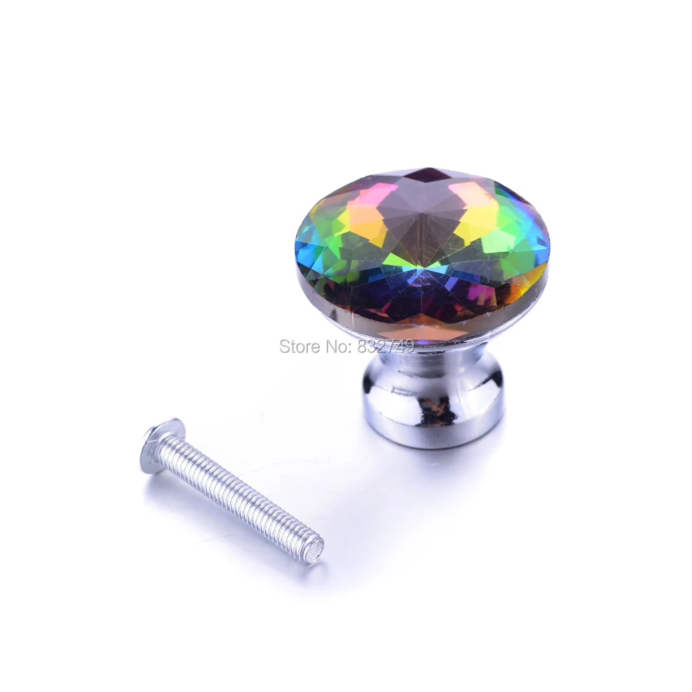 2 шт красочные стеклянные Хрустальные Ручки Шкафа выдвижные ящики дверные ручки