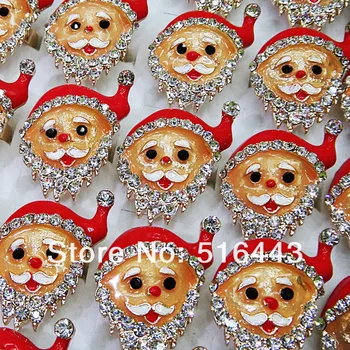 

Christmas gifts 10pcs 18K Gold P Mens Womens Enamel Zircon Rhinestones Santa Claus Rings Wholesale Jewlery Lots A-550