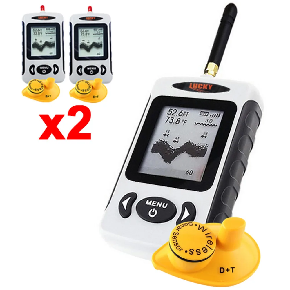 

2 x pieces LUCKY FFW-718 Digital Wireless Dot Matrix Fish Finder 131ft / 40M Sonar Radio Sea Bed Contour Live Upate w/ Alarm