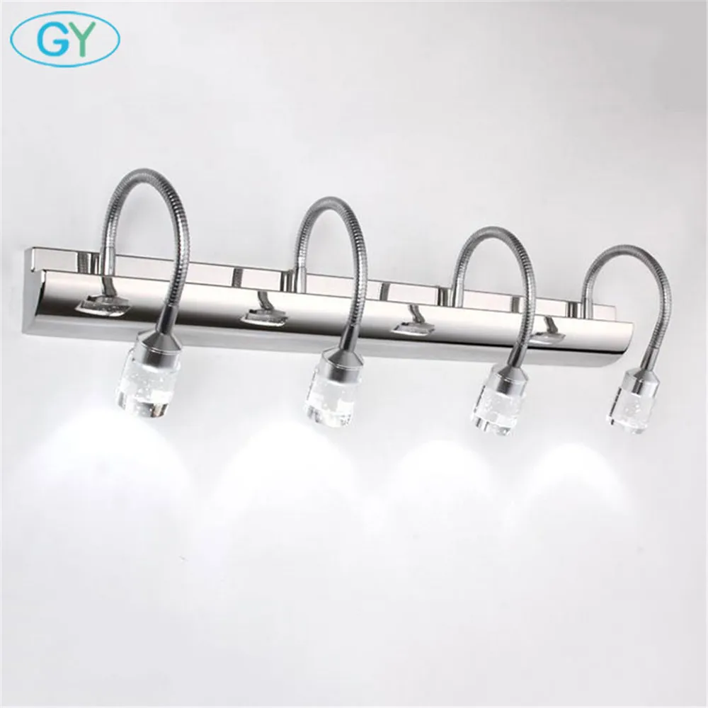  Modern Bathroom LED Crystal Mirror light Ajustable gooseneck makeup vanity lighting led miroir coif