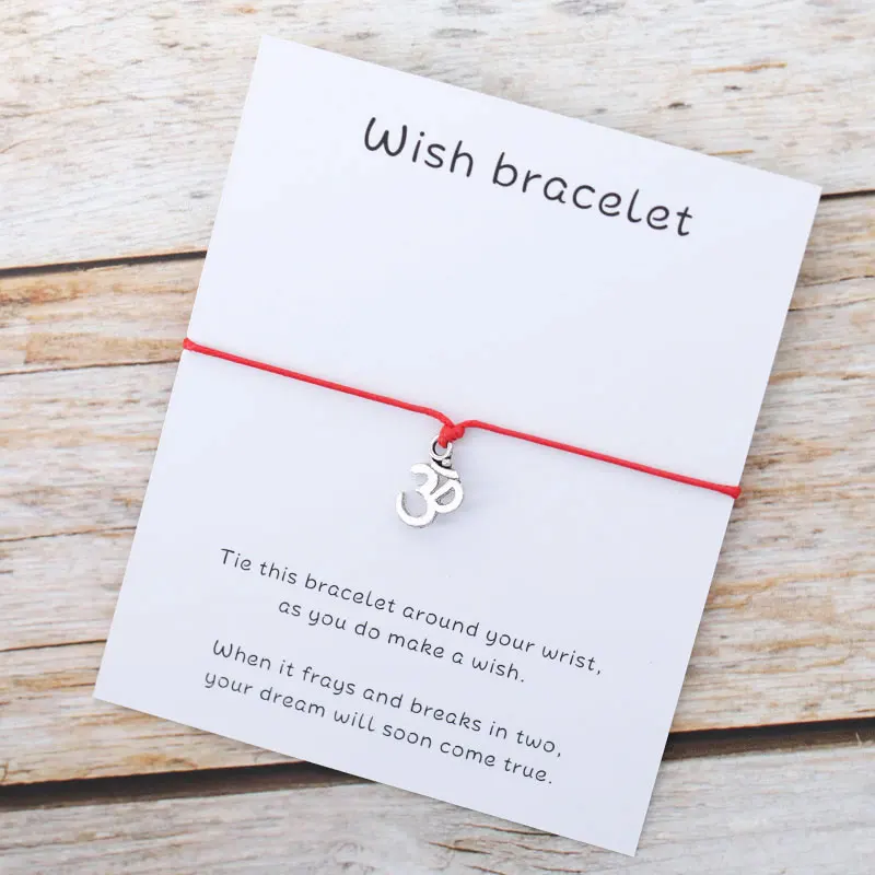 

OHM Yoga Buddha OM Charm Bracelets Hindu Jewelry Lucky Charm Red Thread Bracelet for Women Men Friendship Love Gifts Wish Card