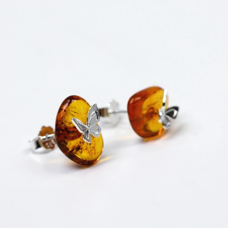 

INATURE 925 Sterling Silver Fashion Jewelry Natural Stone Butterfly Stud Earrings