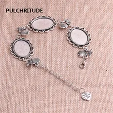 Pulchritude 3 шт./лот металлической цепью кабошон База поместиться овальные 25*18 мм Диаметр ручной работы В виде ракушки Starfish браслет ювелирные изделия DIY c1195