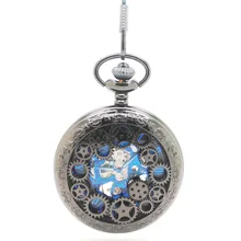 8064) 6 шт/лот реактивный черный подшипниковый стимпанк Механический ручной ветер синий dail карманные часы Скелет Восьмиугольные часы Лучшие вечерние подарок