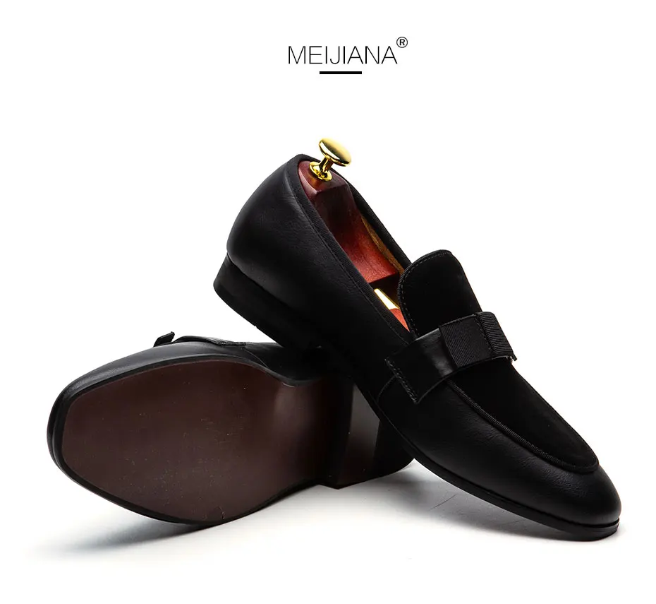 Мужские лоферы из натуральной кожи; повседневная обувь для вождения; Свадебная обувь; дышащая обувь; MeiJiaNa; замшевая обувь с отстрочкой и галстуком-бабочкой