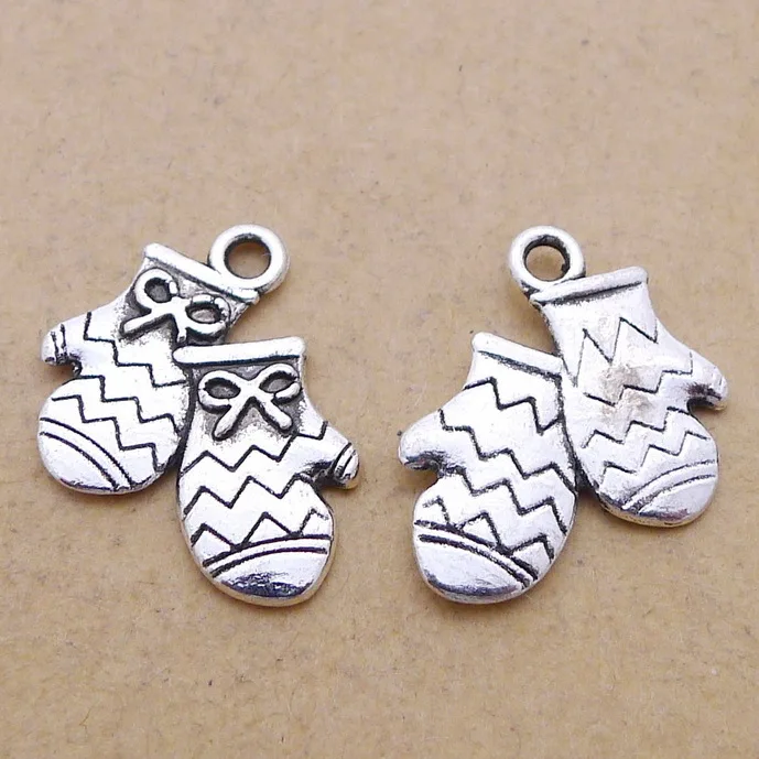 

20pcs Fine gloves Charms Pendant 1.2g Antique silver Handmade Jewelry earrings bracelet necklace Children's day gift 15*19mm