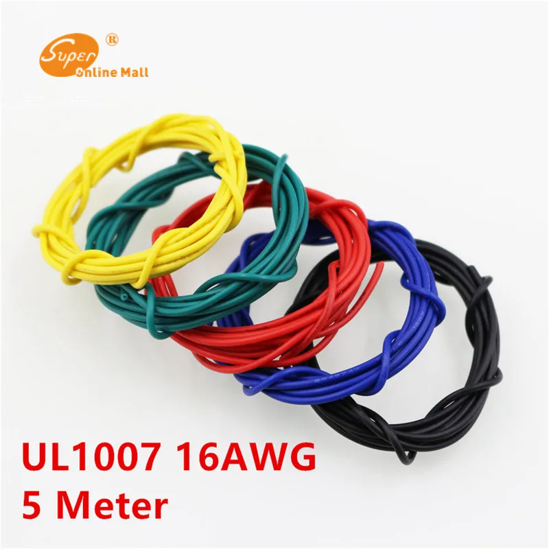 

5m/lot 16.4ft UL1007 16 AWG Cable Copper Electrical Wires Cables DIY Equipment Wire 26/0.25TS OD 2.4mm