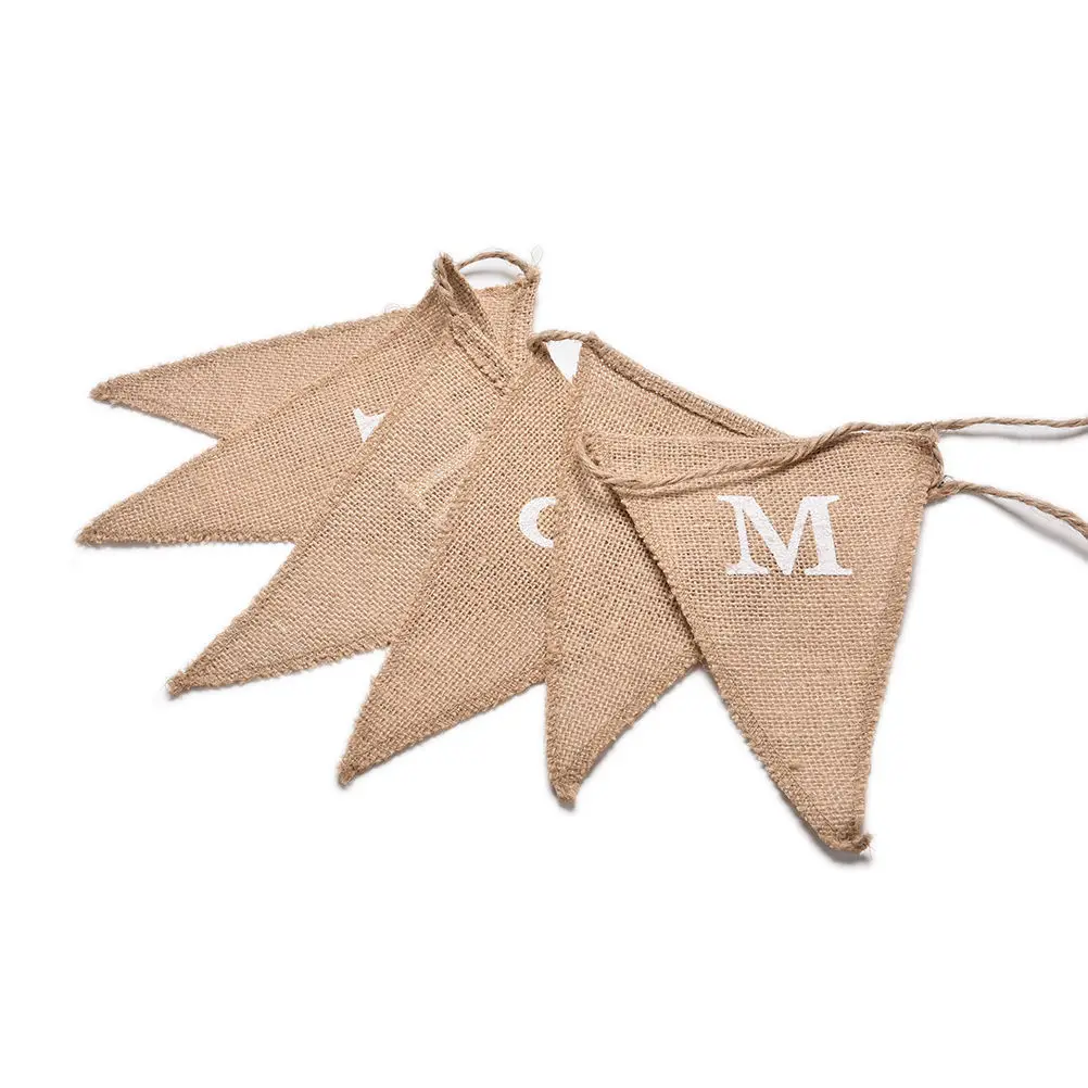 

2.1 M Just Married Rustic Garland Party Hanging Decoration Mr & Mrs Flag Wedding Photo Props Vintage Banner Jute Burlap Bunting