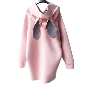 

New 2018 New Autumn Winter Maternity Pregnancy Women Dress Rabbit Ears Hooded Sweater Casual Pregnant Loose Maternity Dresses
