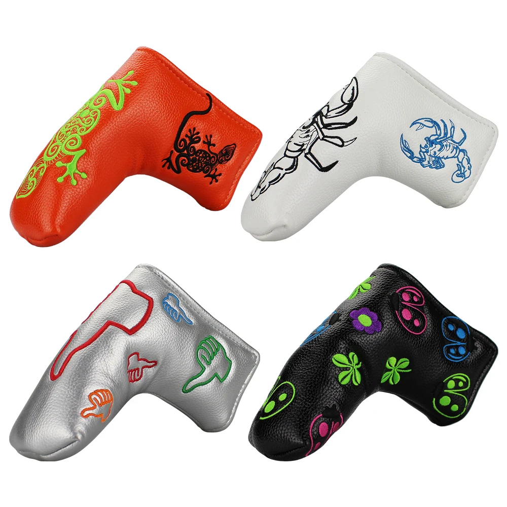 

1pcs golf putter cover 4 kinds PU Cute Cartoon Golf Club Head Cover Plush Velcro inside free shipping