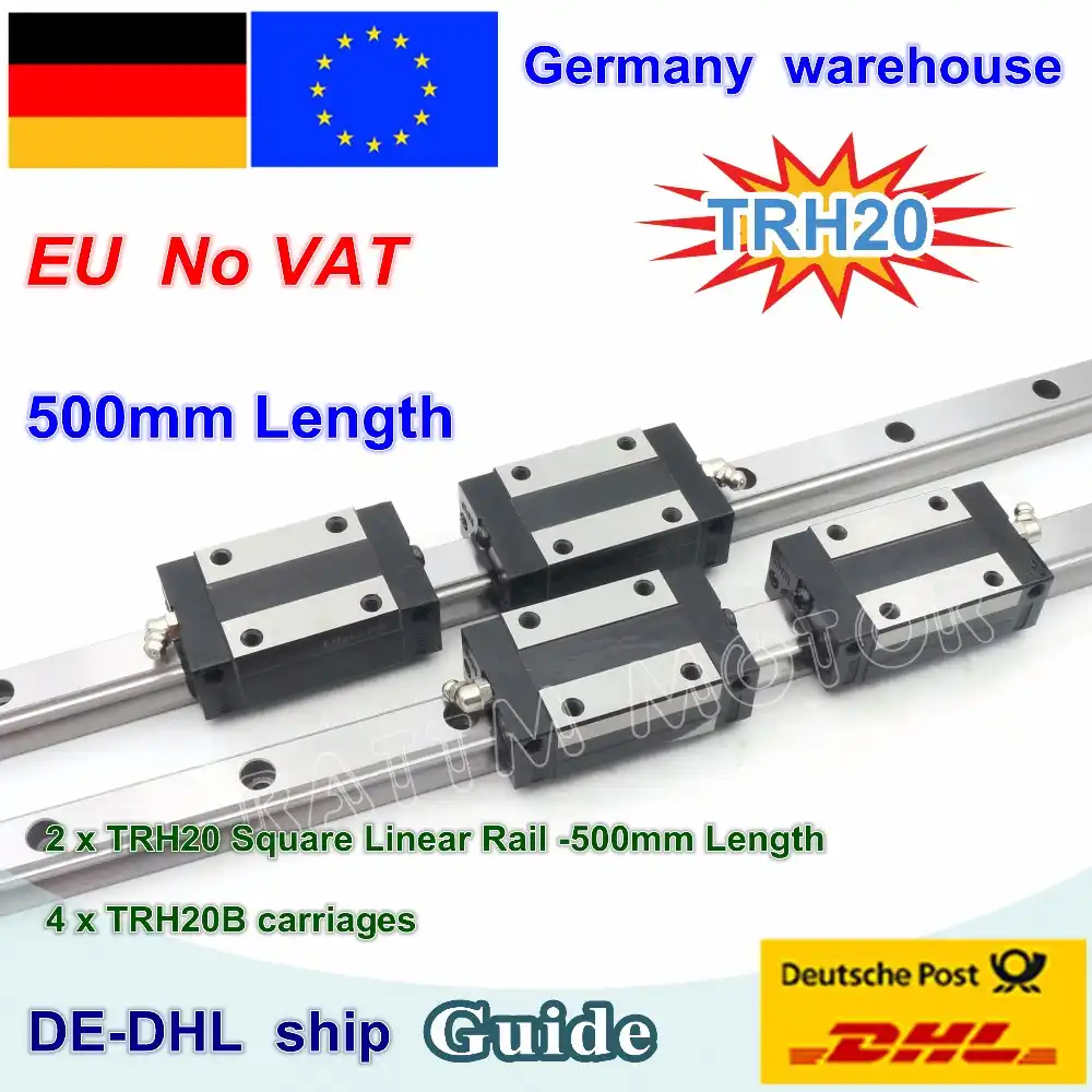 【US Stock】TRH20 Square Linear Guide Rail 400mm for CNC Machine+TRH20B Carriage
