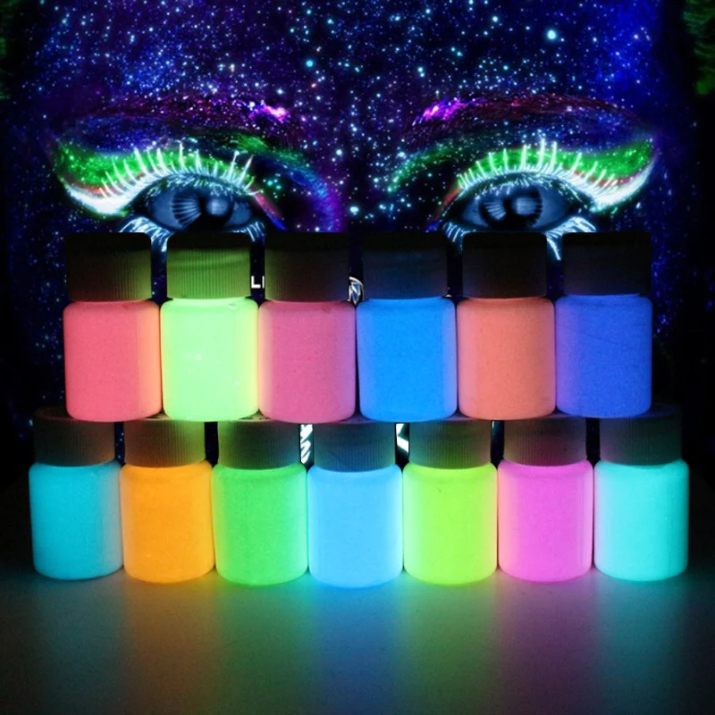 

Blue Pink GreenBeautiful 50g Luminous Powder Fluorescent Glow in the Dark Powder Photoluminescent Pigment Craft Art Paint
