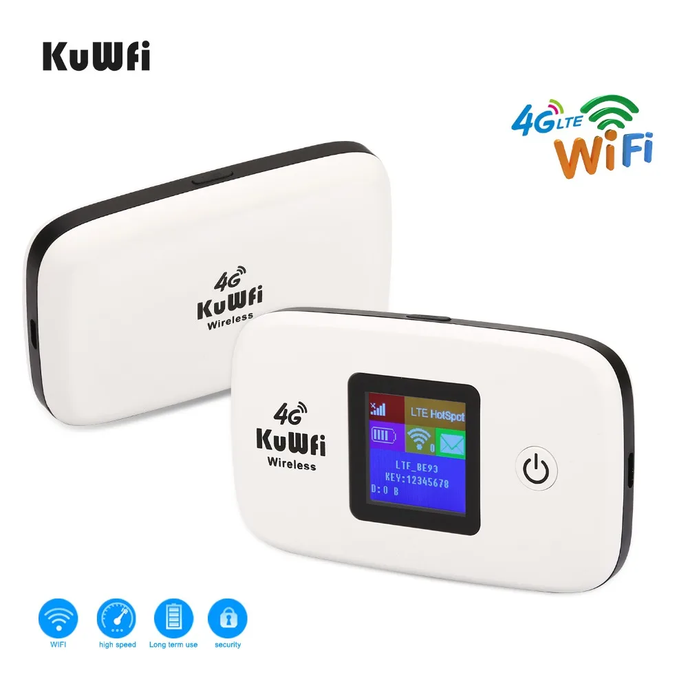 Kuwfi Mobile Hotspot Router 4g 150mbps Lte Router 2400mah Battery 