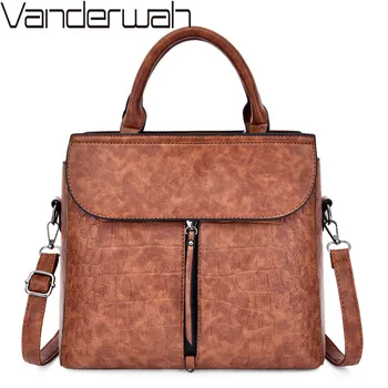 

Vintage Handbag Luxury Handbags Women Bags Designer Solid PU Leather Top-Handle Ladies Crossbody Bags Shoulder Bag Female Totes