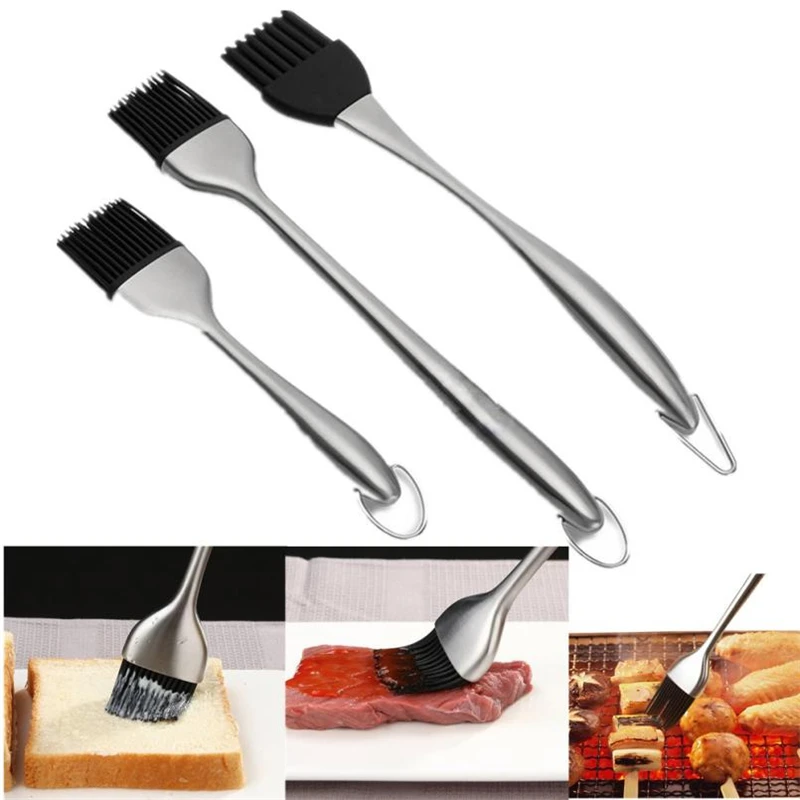 BBQ Basting Brush Silicone Bristles Stainless Steel Handle Make
