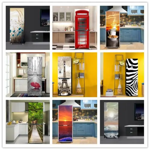 

3D Waterproof Self Adhesive Dishwasher Refrigerator Sticker Wrap Fridge Door Cover Wallpaper