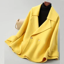 Новинка, весенне-осенняя куртка, Женское пальто из настоящей шерсти, женское двустороннее шерстяное пальто, винтажная куртка а045