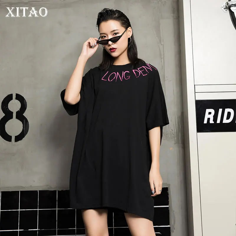 

[XITAO] Korea Fashion New Women 2019 Summer O-neck Half Sleeve Loose Tee Female Print Letter Casual Pullover T-shirt WBB3280