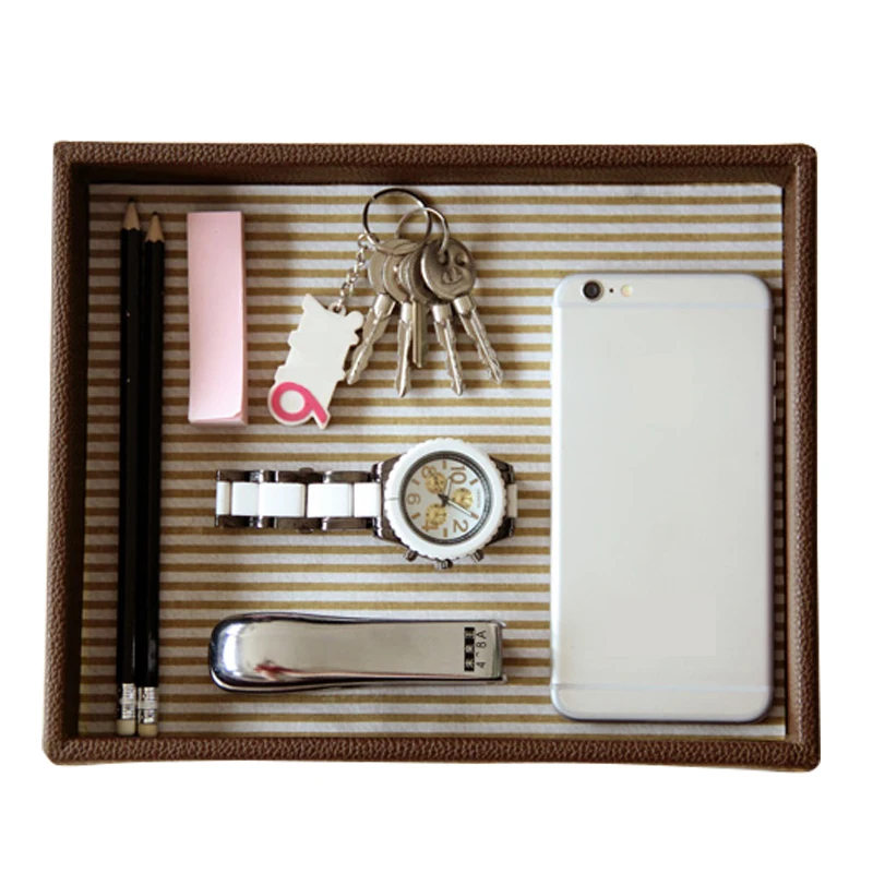 

PU Leather Document Tray Files Tray Brown High End Office Business Holder Office Tray Layer File Holder Stationery Holder