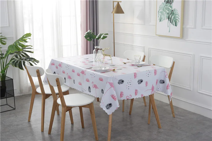  New Flamingo Waterproof Rectangle tablecloth Nordic style PVC Cover Home Kitchen decoration Party B