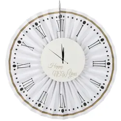 30 см с новым годом обратного отсчета настенные часы бумаги вентилятор Декор Полночь лица бумажный веер висячие украшения новый год