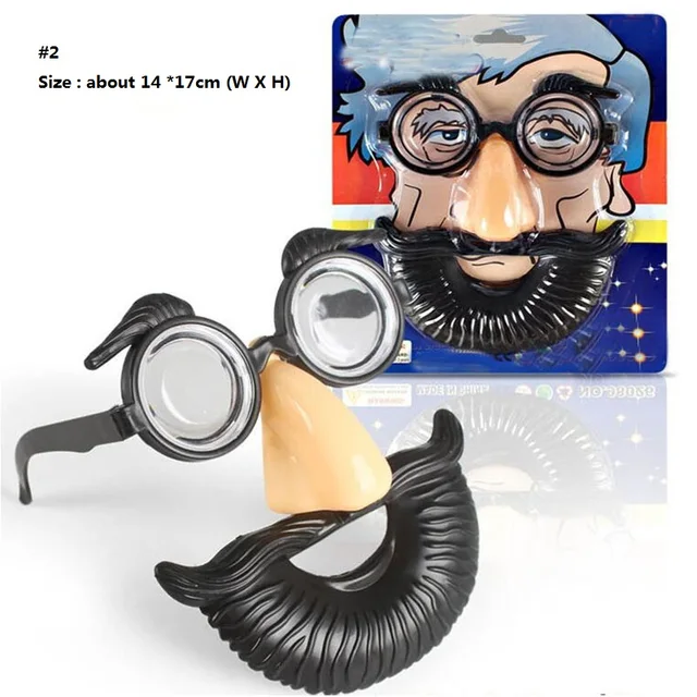 Humor Toy Fun Clown Moustache Glasses Adults Kids Tricky Prank Jokes