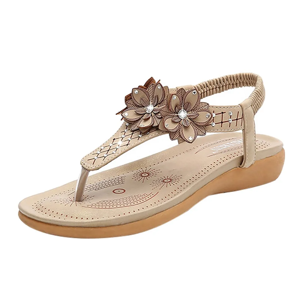 

SAGACE Women's Fashion Summer Sandals Sexy High Quality Outsid Ladies Shoes Rhinestone Flowers Casual Beach Slippers Shoes