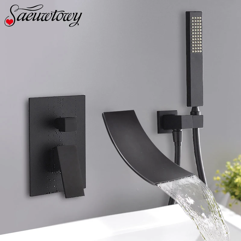 

ORB Shower Bathtub Faucet Bathroom Shower Set Hot and Cold Water Mixer Tap Waterfall Rainfall ABS Plastic Handshower Head