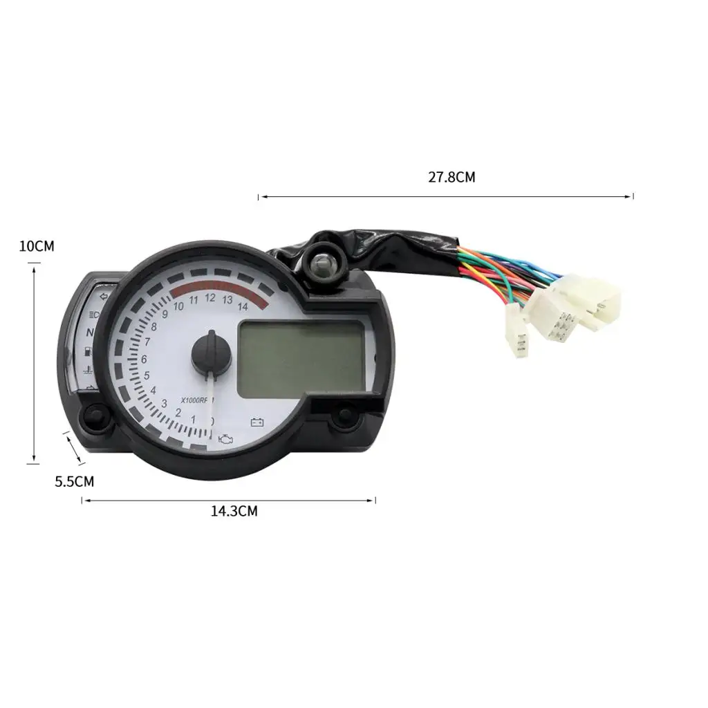 Motorcycle Digital Light LCD Speedometer Odometer Tachometer W/ Speed Sensor Odometer Gauge Display Oil Level Meter Universal