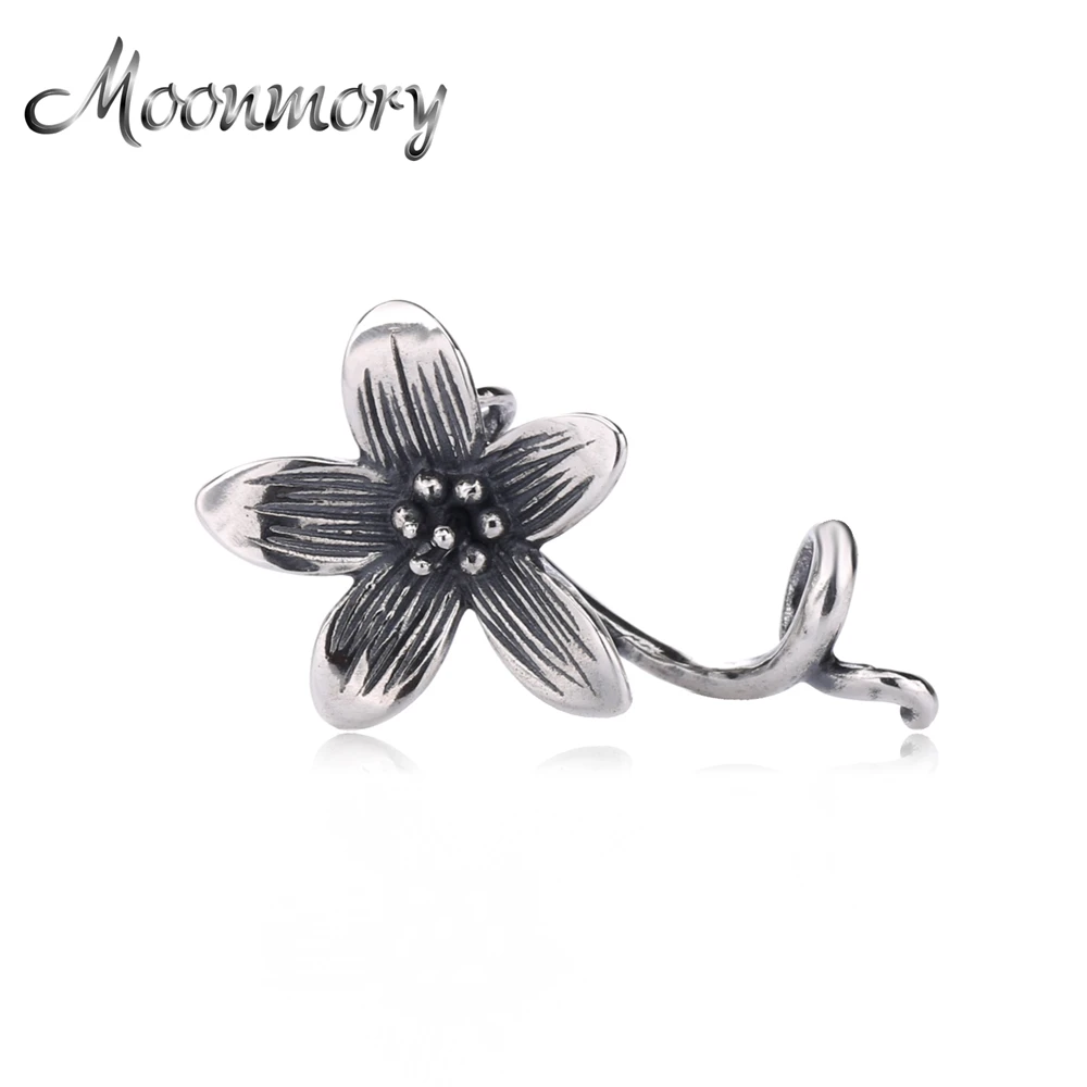 

Moonmory Original Design 925 Sterling Silver Anemone Charms Pendant Fit For Troll Bracelet Vintage Thai Silver Lotus Flower Bead